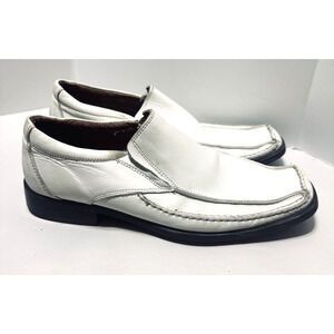 Bottesini Mens White Leather Moc Toe Slip-On Loafers Shoes Size 9M Italy